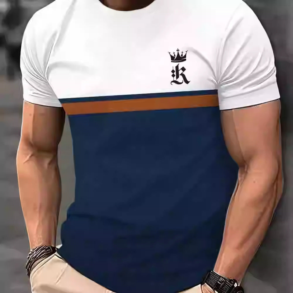 3D Printing Crafts Inner Wear Outer Wear Loose Striped Short Sleeve