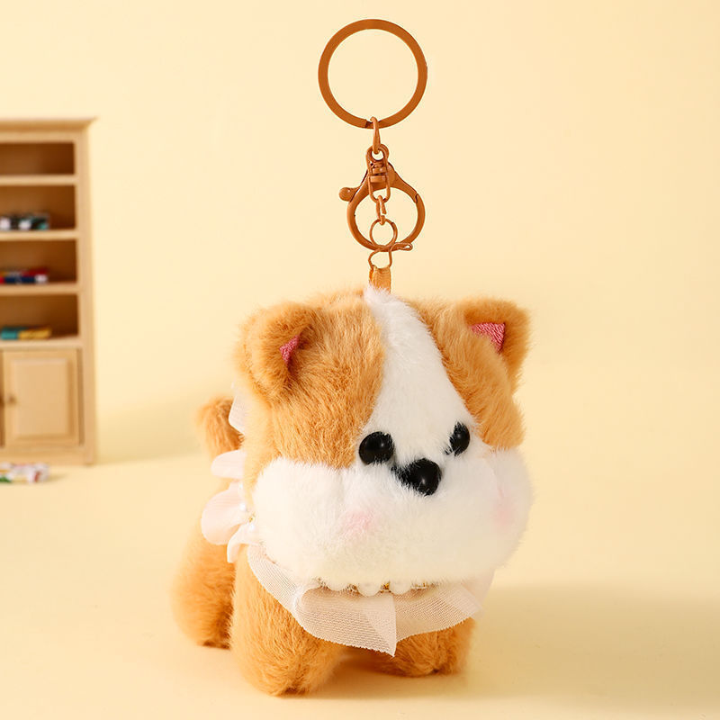 Cute Pearl Apron Puppy Pendant Dog Plush Toy