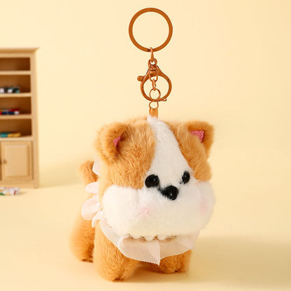 Cute Pearl Apron Puppy Pendant Dog Plush Toy