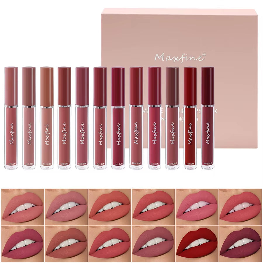 Matte Lip Gloss Set 6 Color Lipstick Smooth and Lasting Display Lip Gloss Waterproof Moisturizing Lipstick Holiday Gift Box Set